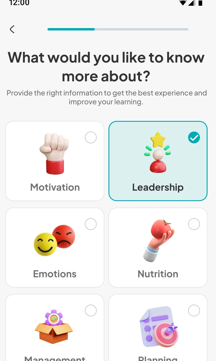 Choosing topics such as leadership, motivation and nutrition
